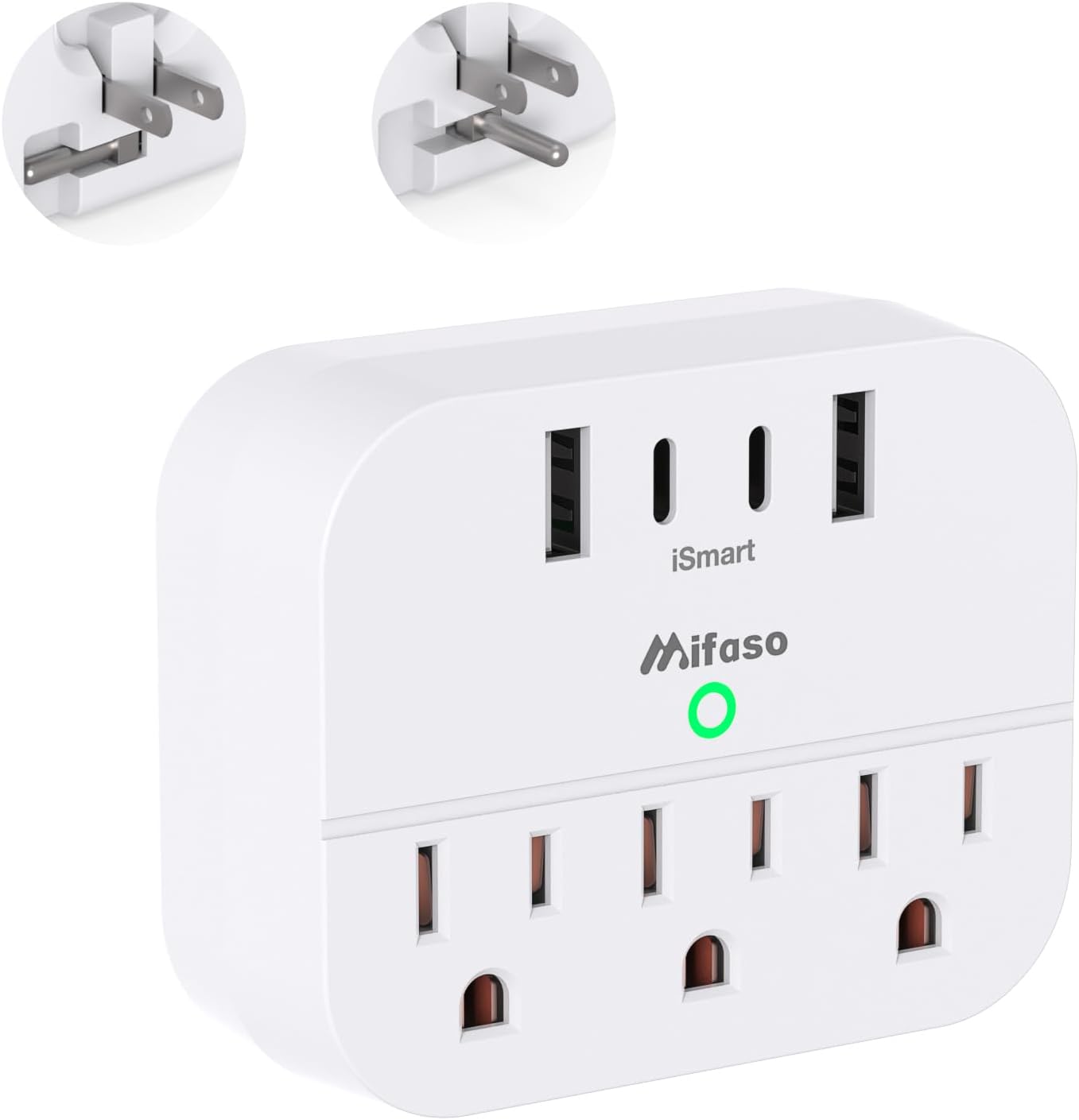 Cruise Ship Essentials, Cruise Power Strip with Foldable Plug, Travel Essentials with USB C, Outlet Extender No Surge Protector, Multi Plug Wall Outlet with 3 Outlets,Outlet Adapter Japan Plug Adapter