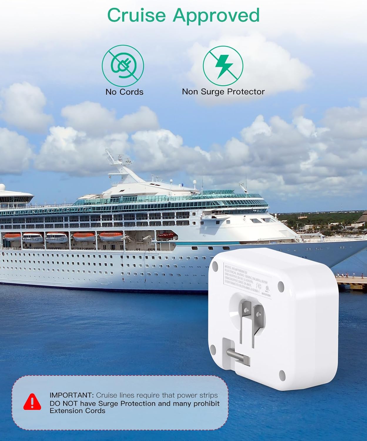 Cruise Ship Essentials, Cruise Power Strip with Foldable Plug, Travel Essentials with USB C, Outlet Extender No Surge Protector, Multi Plug Wall Outlet with 3 Outlets,Outlet Adapter Japan Plug Adapter - Image 7