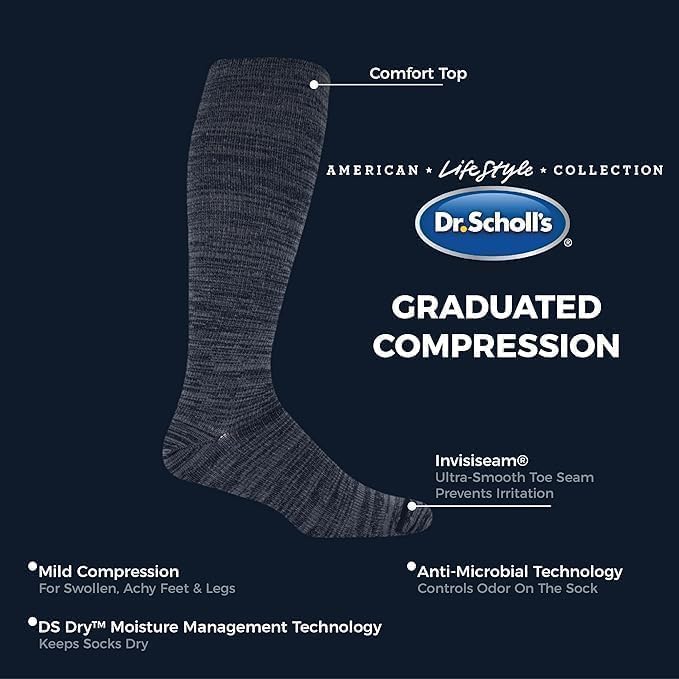 Men's Graduated Compression Over the Calf Socks - 2 & 3 Pairs - Comfort Fatigue Relief - Image 4