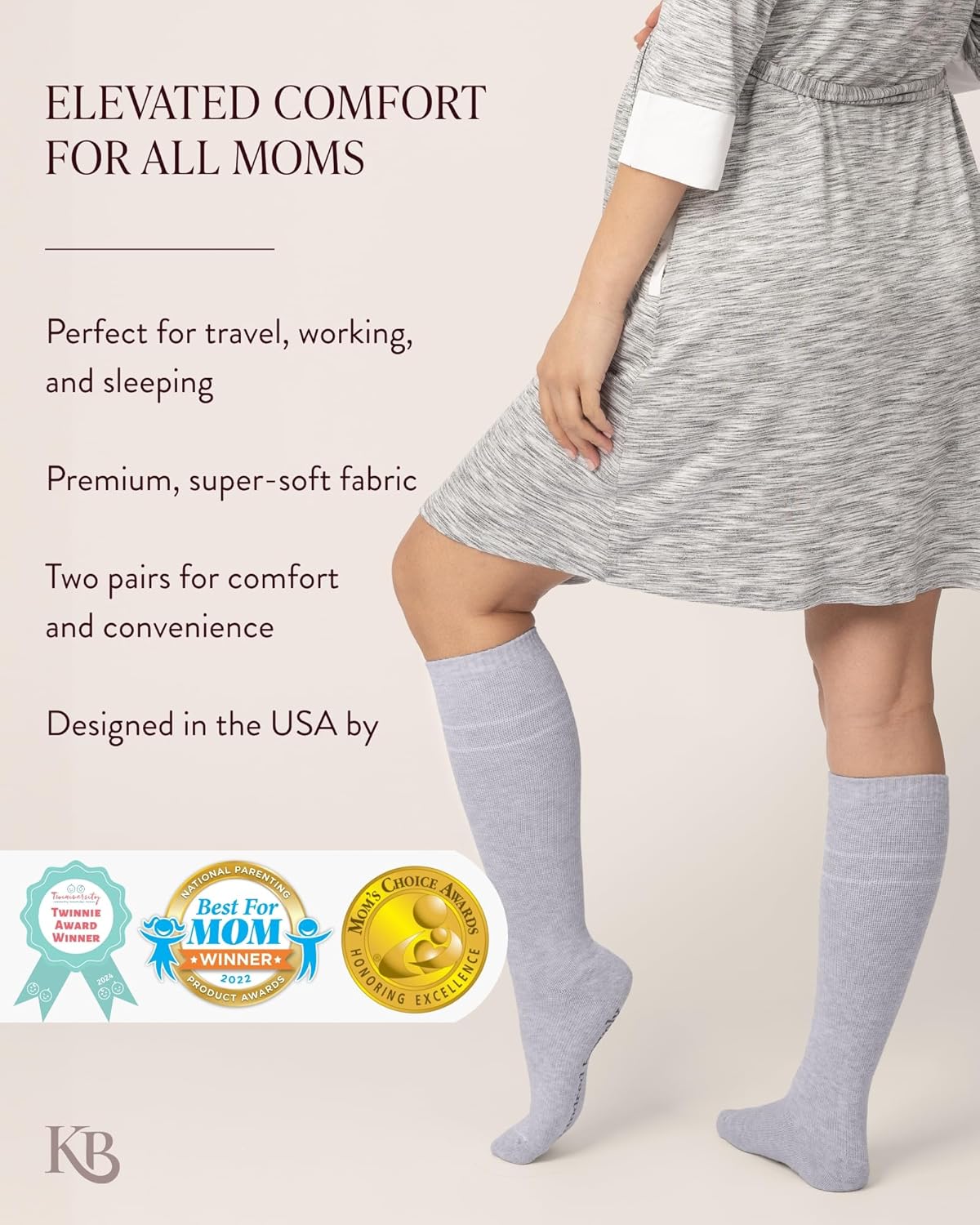 Compression Socks 2-Pack | Graduated Compression Socks for Circulation Pregnancy Travel - Image 2