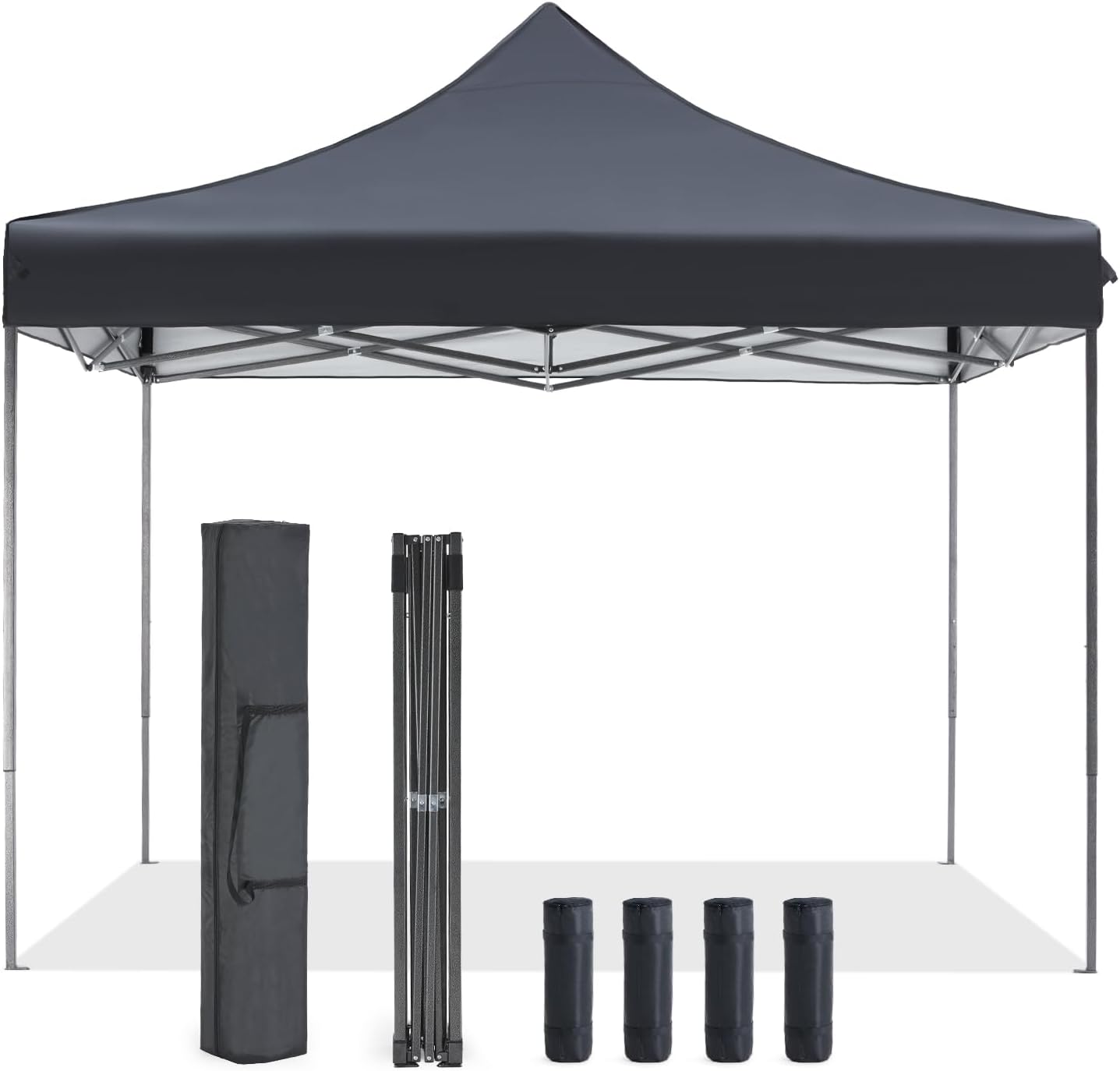 Sweetcrispy Canopy Tent 10x10 Pop Up Canopy Heavy Duty Canopy Tents for Parties Backyard Waterproof Portable Tent Pop Up Shade Canopy with Sand Bags Dark Grey