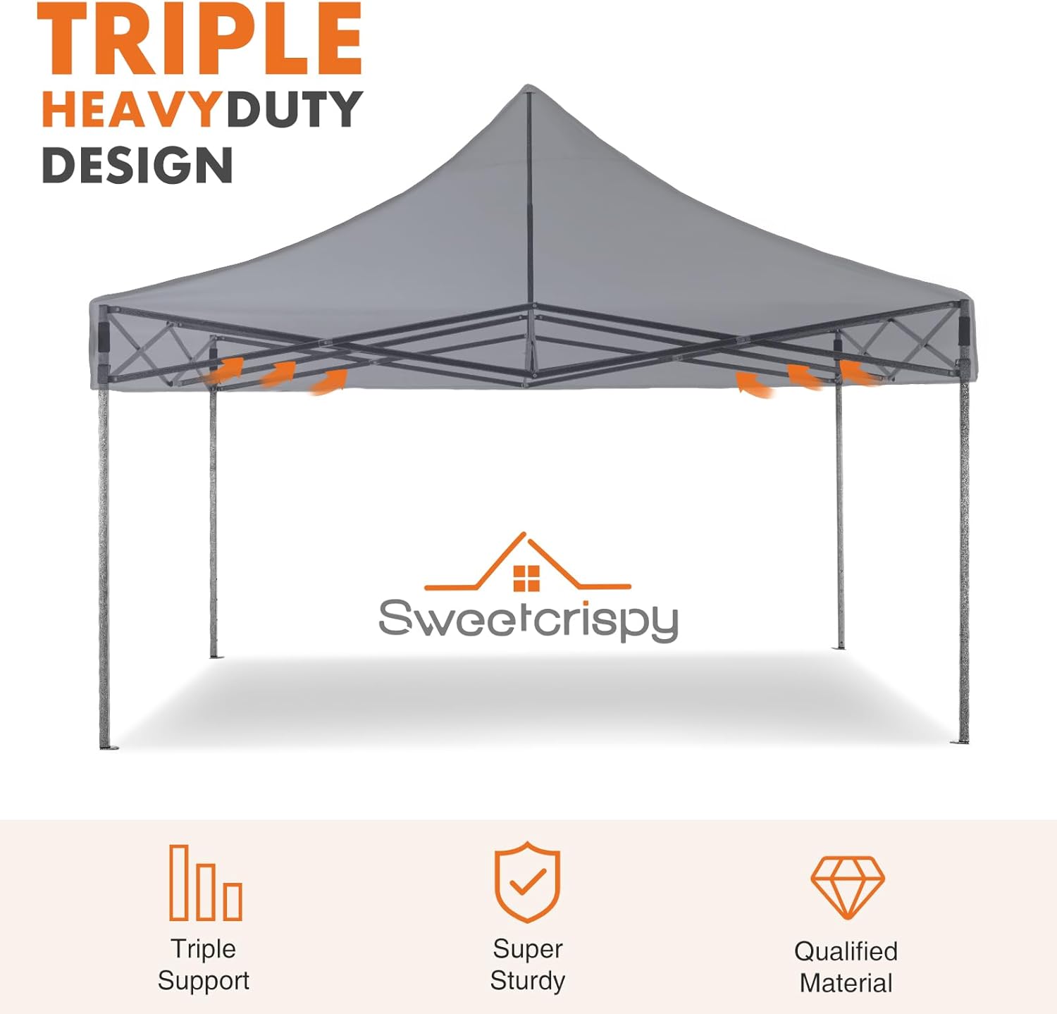 Sweetcrispy Canopy Tent 10x10 Pop Up Canopy Heavy Duty Canopy Tents for Parties Backyard Waterproof Portable Tent Pop Up Shade Canopy with Sand Bags Dark Grey - Image 2