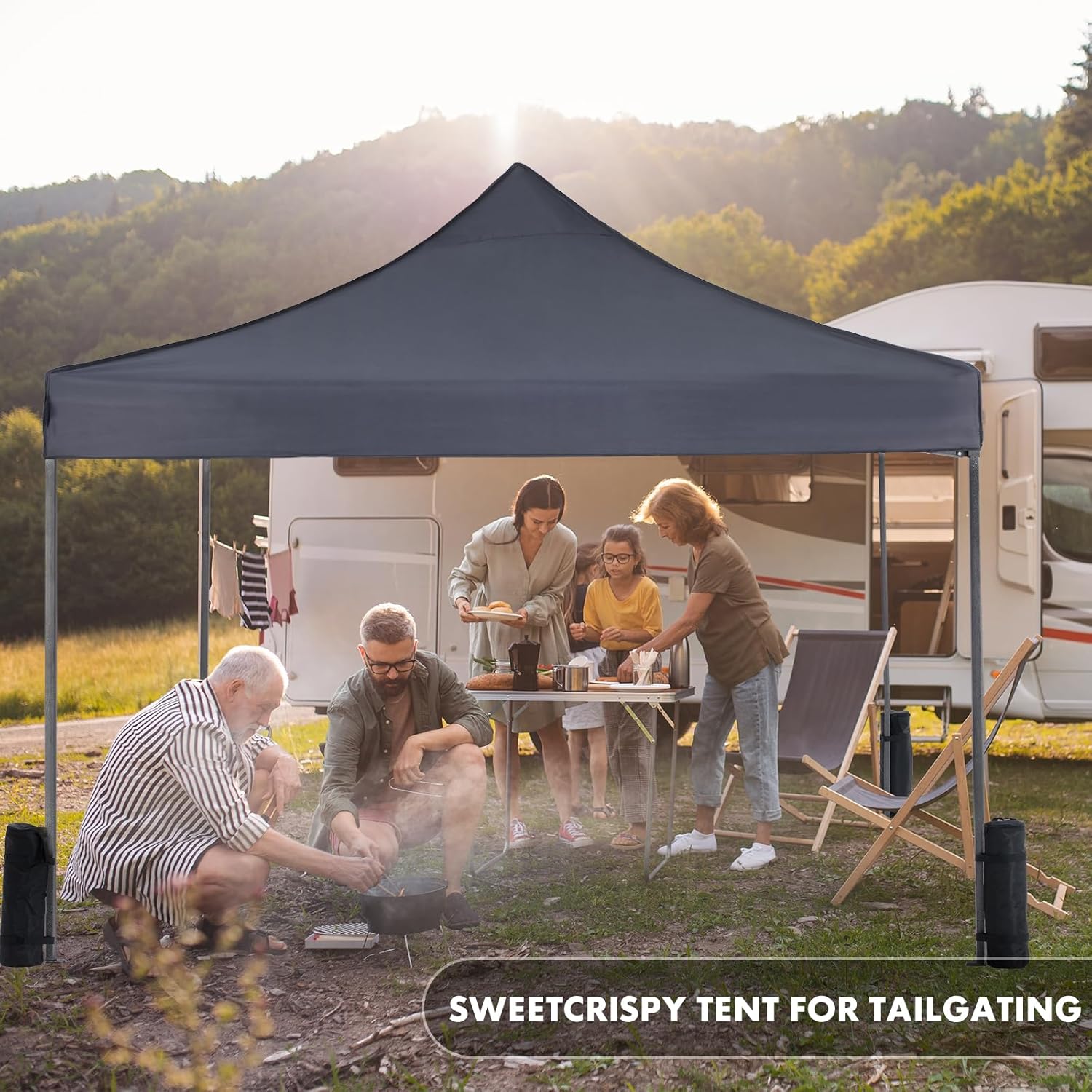 Sweetcrispy Canopy Tent 10x10 Pop Up Canopy Heavy Duty Canopy Tents for Parties Backyard Waterproof Portable Tent Pop Up Shade Canopy with Sand Bags Dark Grey - Image 8